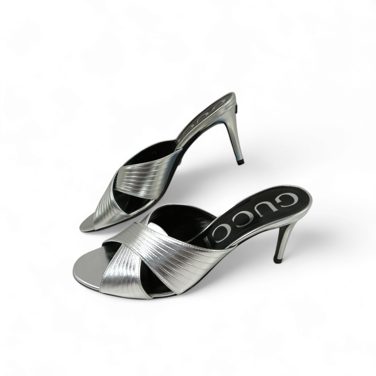 GUCCI Sandal Size 37 1/2 Lady's Silver 645387 Rank A