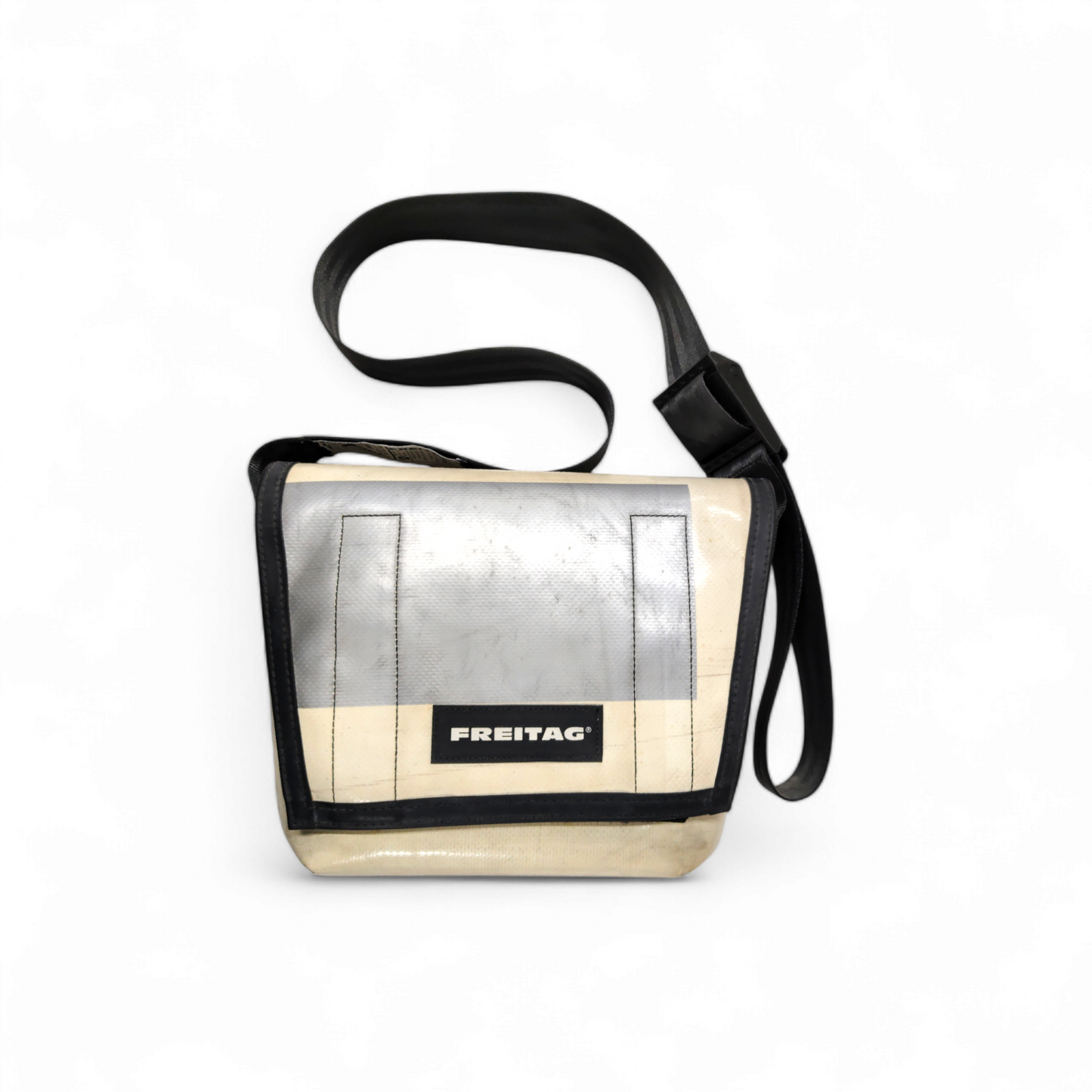 FREITAG Shoulder Bag F11 LASSIE White And Gray *Stain* Rank B