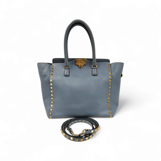 VALENTINO GARAVANI 2WAY Bag Rocstud Sky Blue *Stain* Rank B