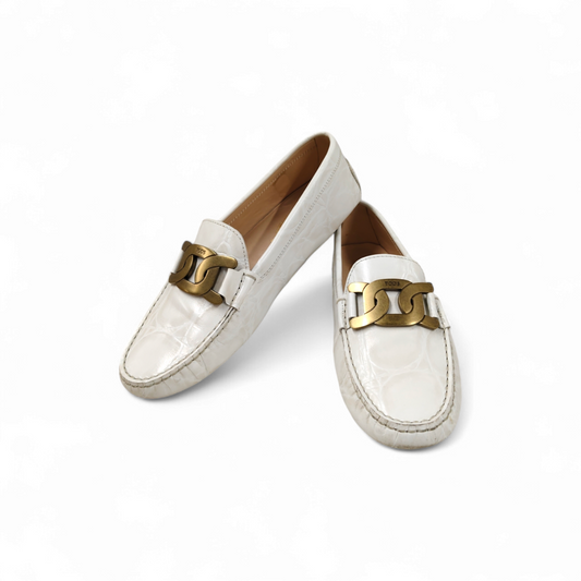 TOD'S Leather Shoes Size 38.5 Lady's White XXW00G0DE50XLXB003 *Stain* Rank B