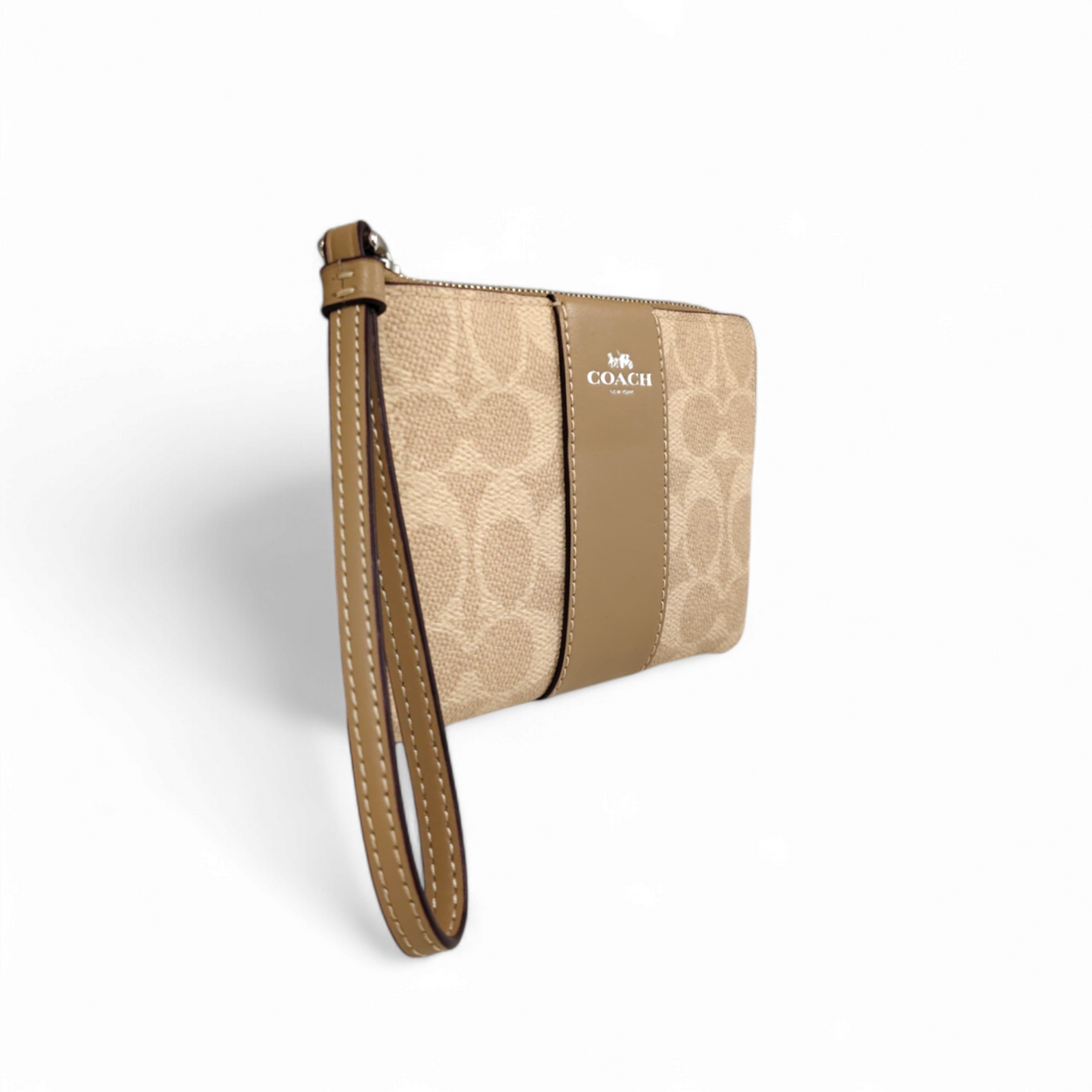 COACH Pouch CW854 Beige Rank A