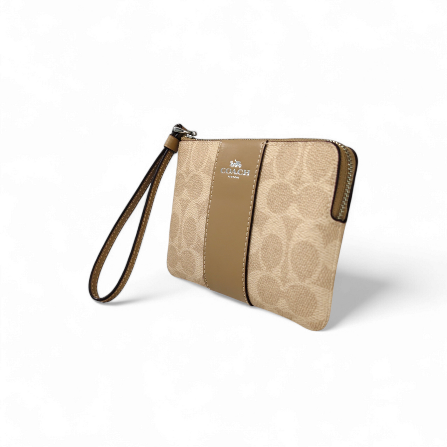 COACH Pouch CW854 Beige Rank A