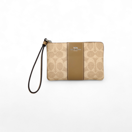 COACH Pouch CW854 Beige Rank A