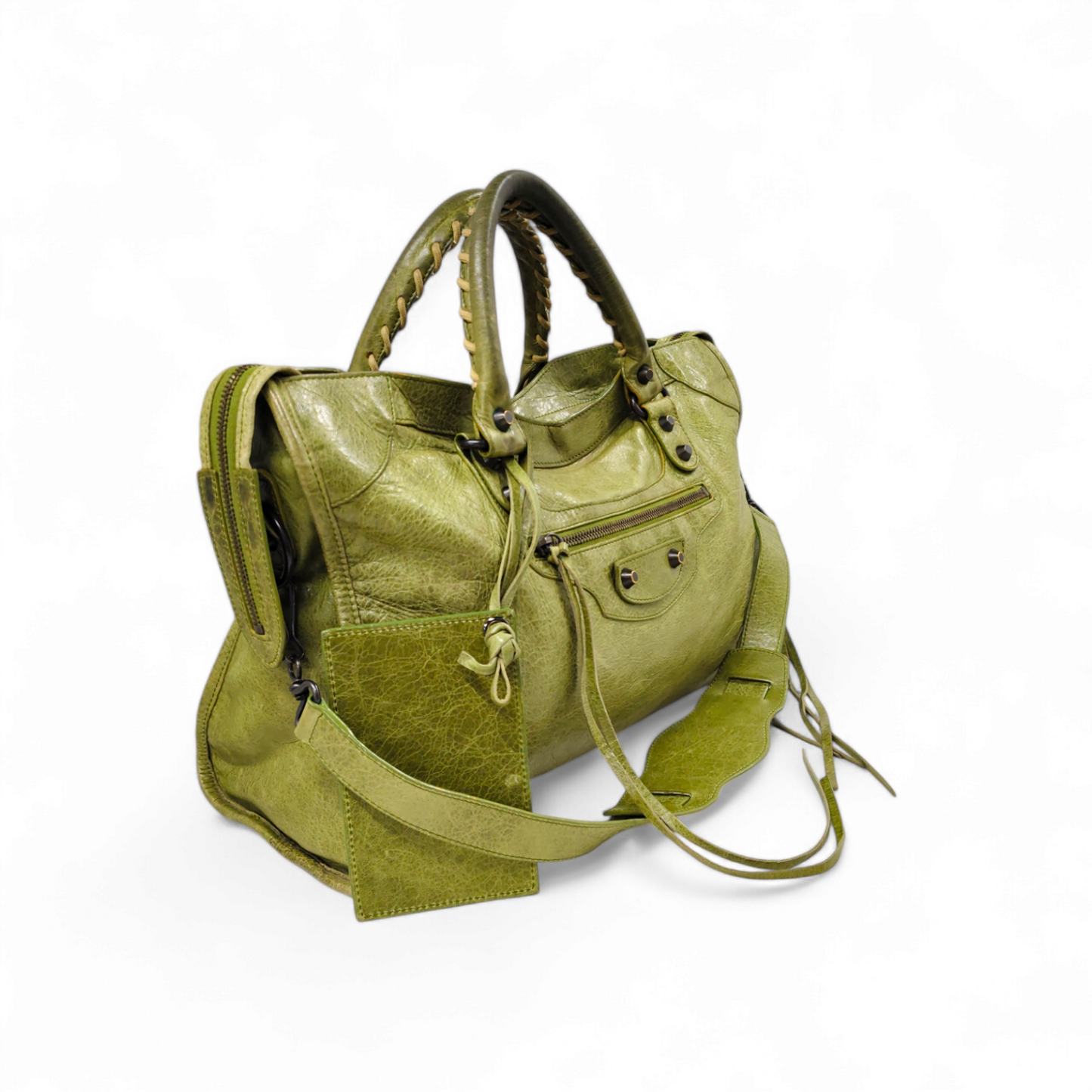 BALENCIAGA 2WAY Bag The city 115748-3822 Rank B Green *Damage/stain* Rank B