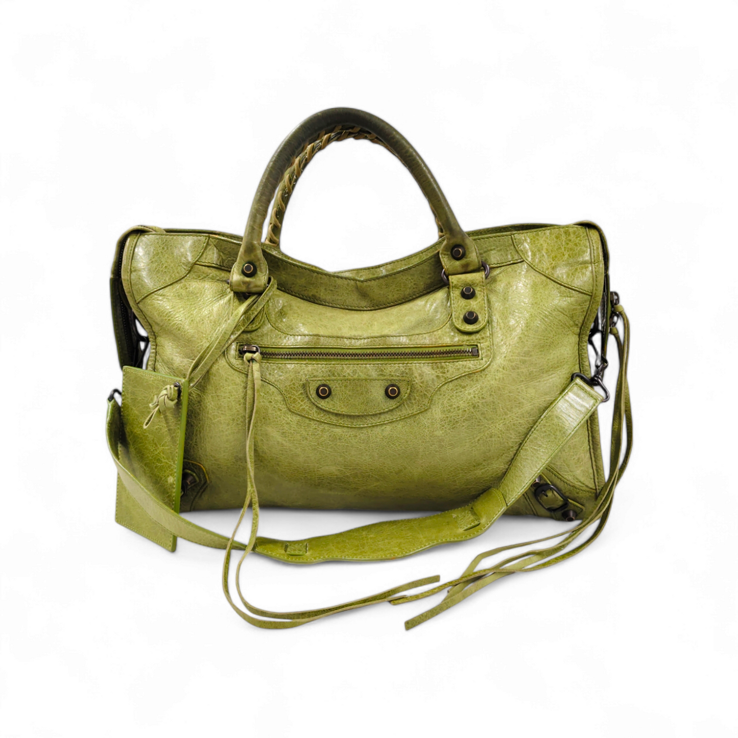 BALENCIAGA 2WAY Bag The city 115748-3822 Rank B Green *Damage/stain* Rank B