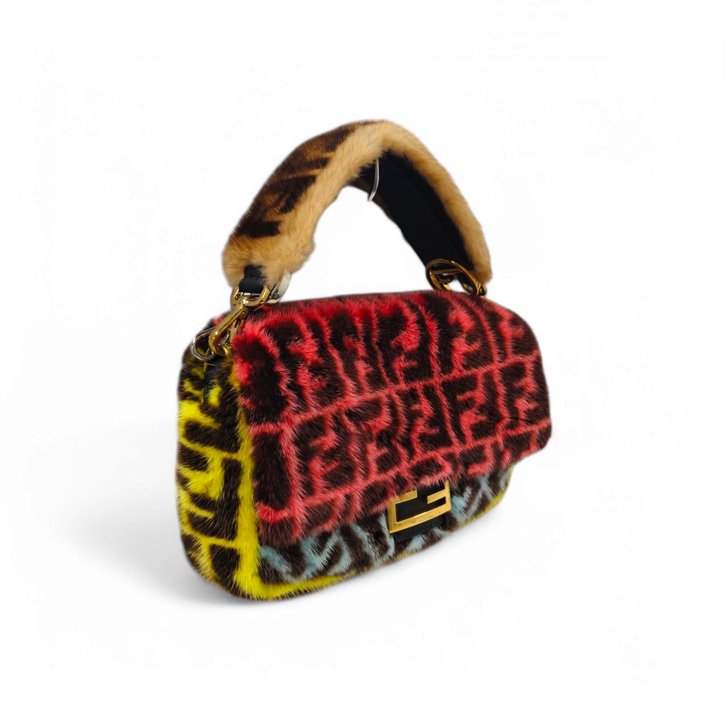 FENDI 2WAY Bag 8BR600-A7S4-199-10429 Multi Color Mink Fur Bagget