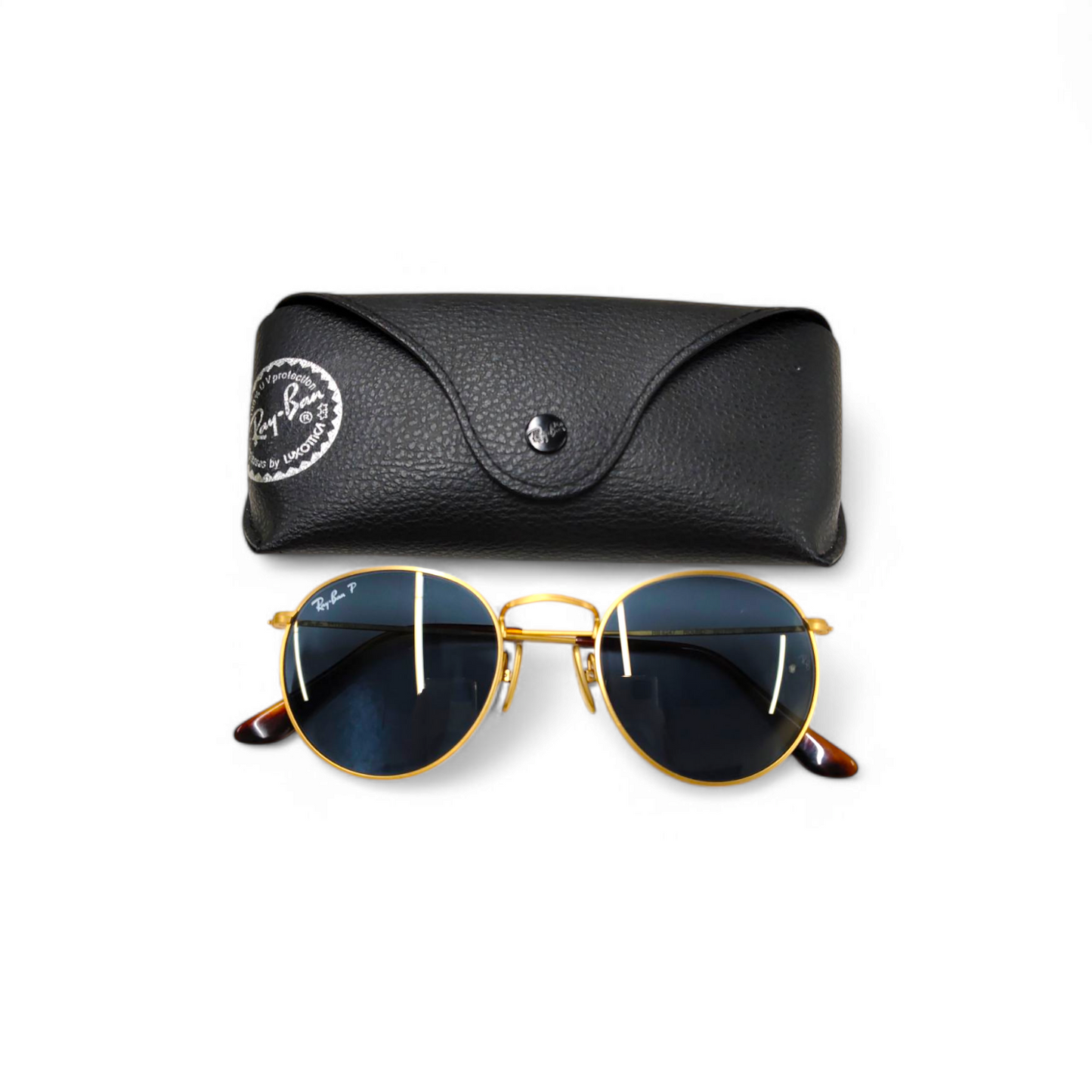RAY-BAN Sunglasses RB8247 Gold With Cloth POLRIZED ROUND TITANIUM COLLECTION Rank B