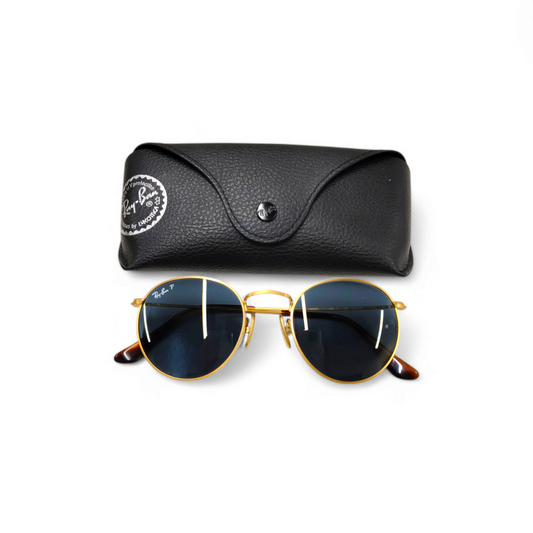 RAY-BAN Sunglasses RB8247 Gold With Cloth POLRIZED ROUND TITANIUM COLLECTION Rank B
