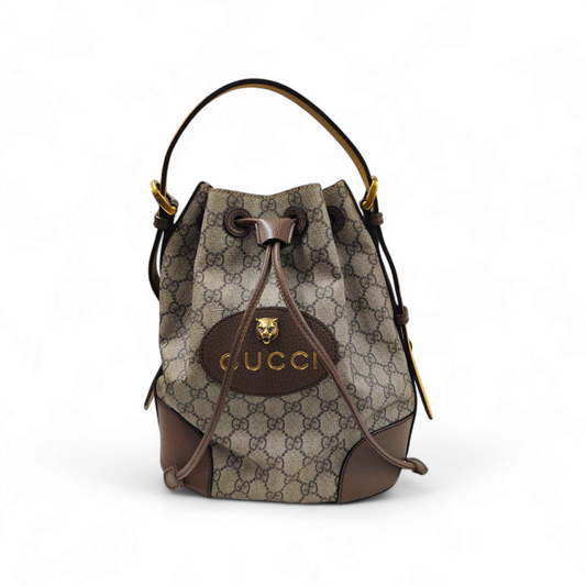 GUCCI 2WAY Bag Gray Supreme Leather - Backpack 473875 *Small Damage* Rank AB