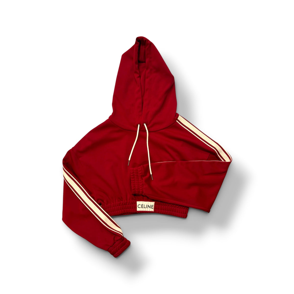 CELINE Short Cinched Hoodie S Size S Lady's Red 2Y7791210
