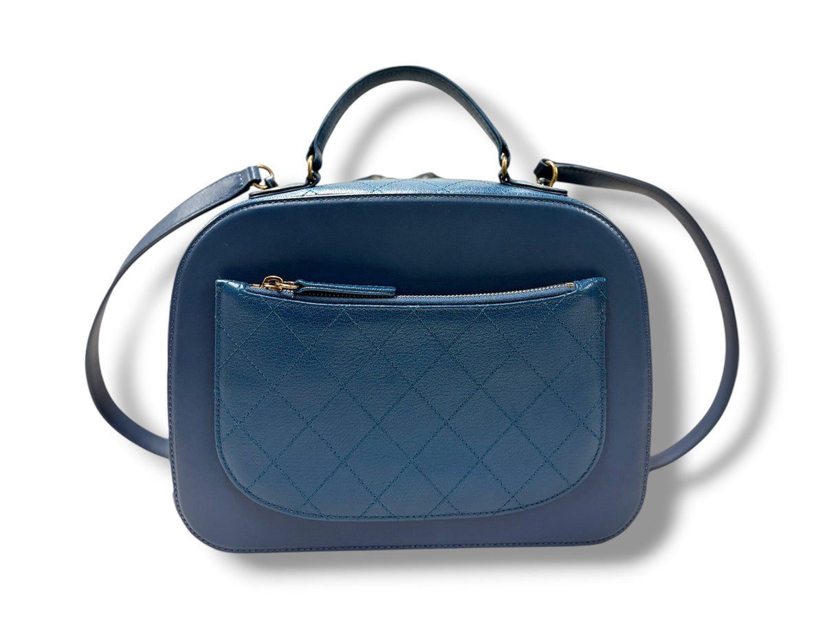 CHANEL 2WAY BAG CHA1146746 RANK(B) BLUE AND GOLD STAIN/SCRATCH 23126582 COCO CURVE VANITY