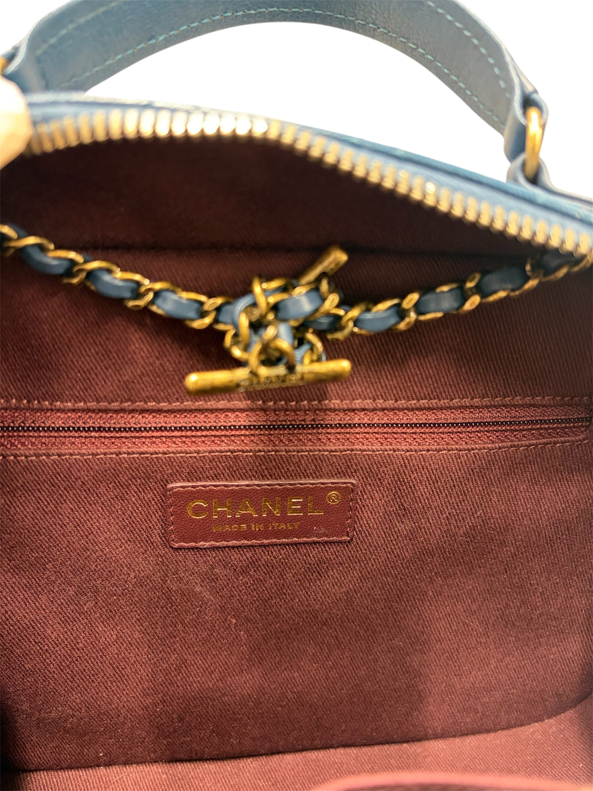 CHANEL 2WAY BAG CHA1146746 RANK(B) BLUE AND GOLD STAIN/SCRATCH 23126582 COCO CURVE VANITY