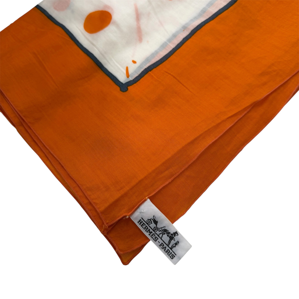 HERMES Scarf Cheval Surprise Orange/White