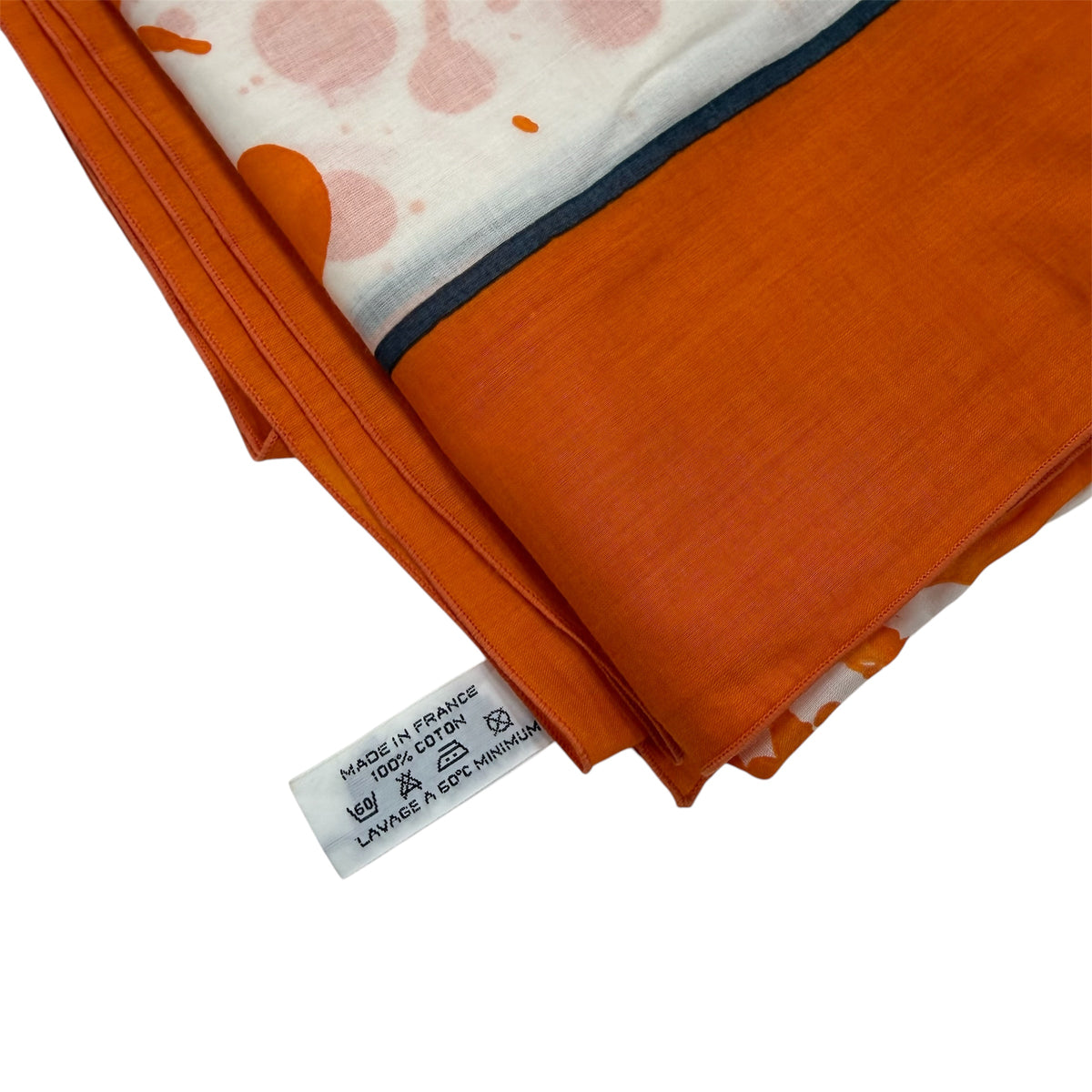 HERMES Scarf Cheval Surprise Orange/White