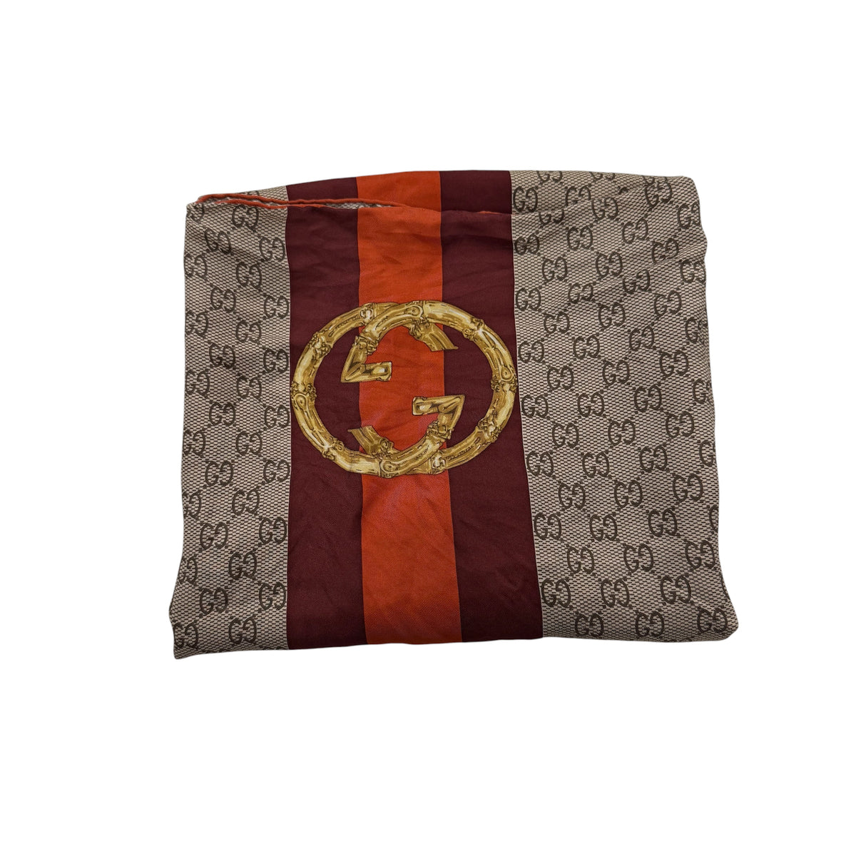 GUCCI Scarf Brown/Red Silk