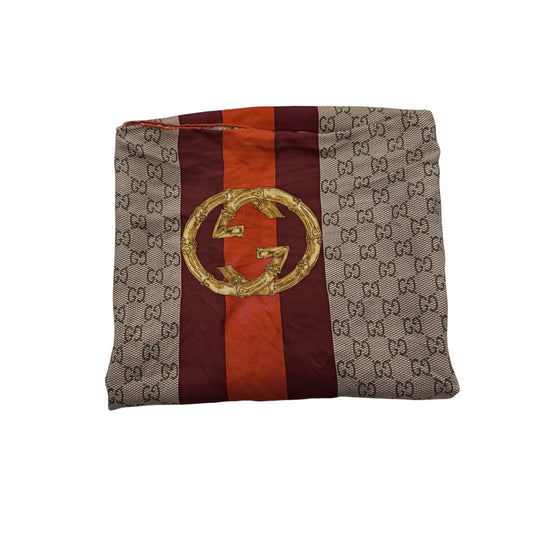 GUCCI Scarf Brown/Red Silk