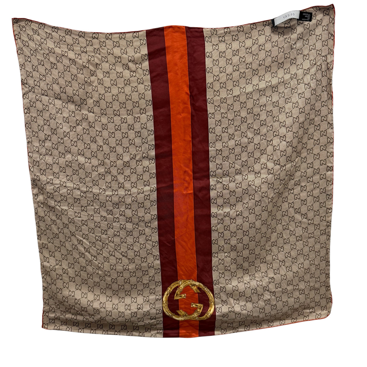 GUCCI Scarf Brown/Red Silk