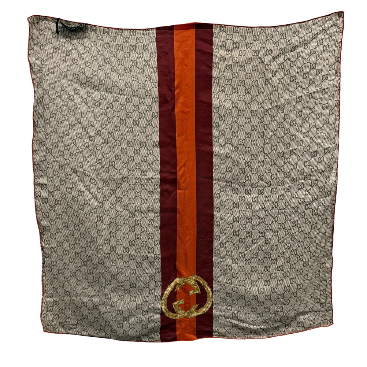 GUCCI Scarf Brown/Red Silk
