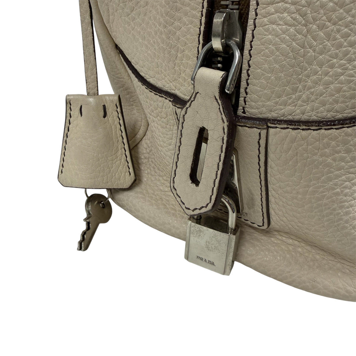 PRADA Handbag Beige VITELLO DAINO BL0265