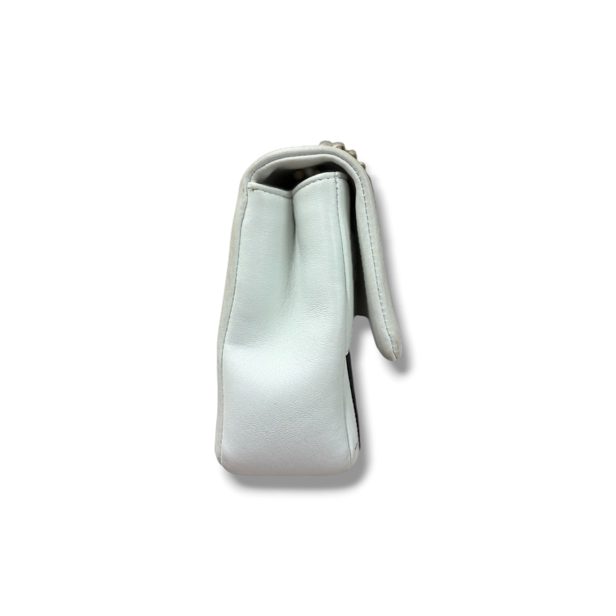 CHANEL SHOULDER BAG LAMBSKIN FLAP RANK(B) WHITE-BLACK STAIN 18023436