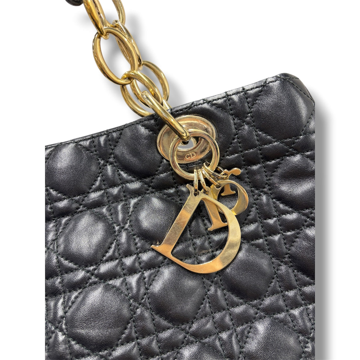 CHRISTIAN DIOR Tote Bag Dior Soft Lady  Rank(B) Black Scratch 26-MA-0171