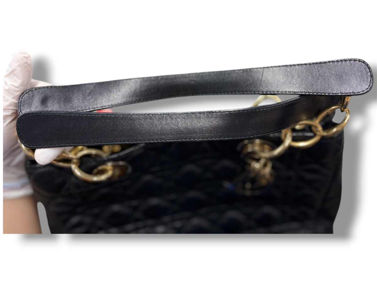 CHRISTIAN DIOR Tote Bag Dior Soft Lady  Rank(B) Black Scratch 26-MA-0171