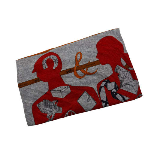 HERMES Scarf Monsieur et Madame Gray/Orange