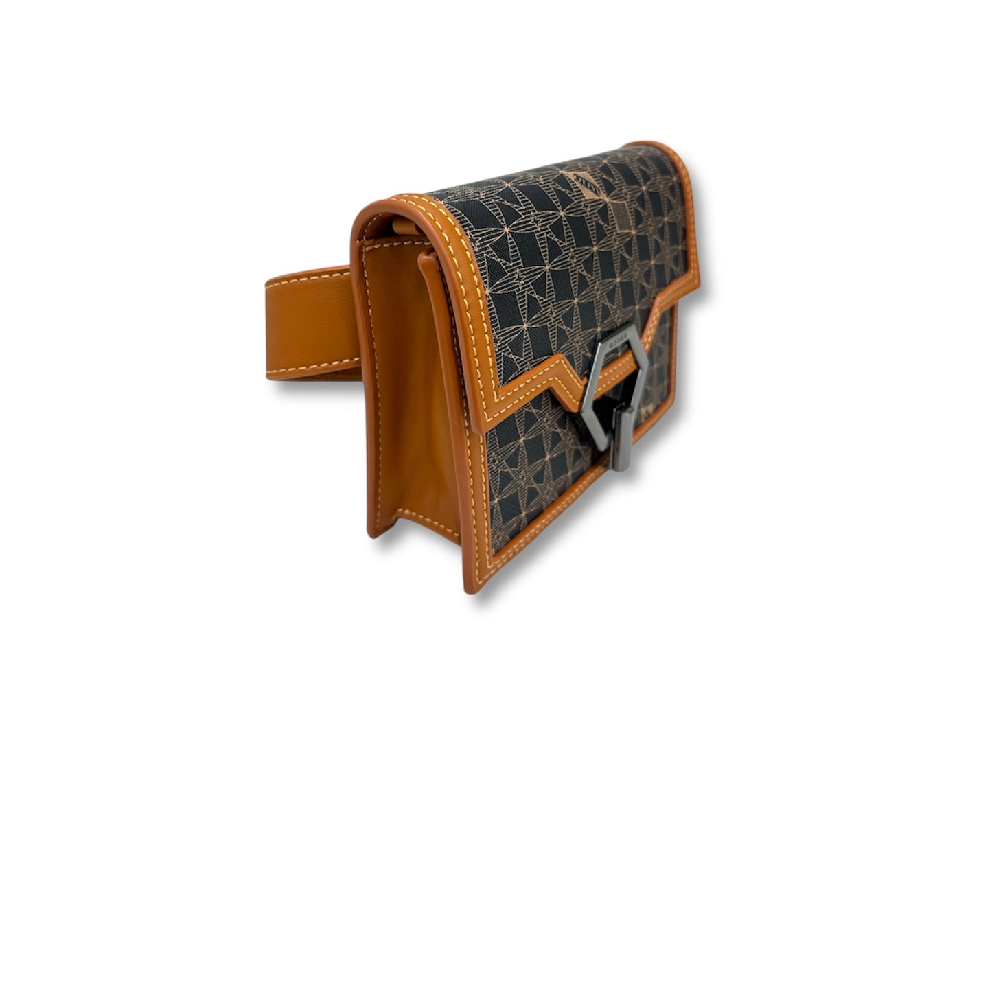 QUINN Shoulder Bag Brown/Navy Rank A