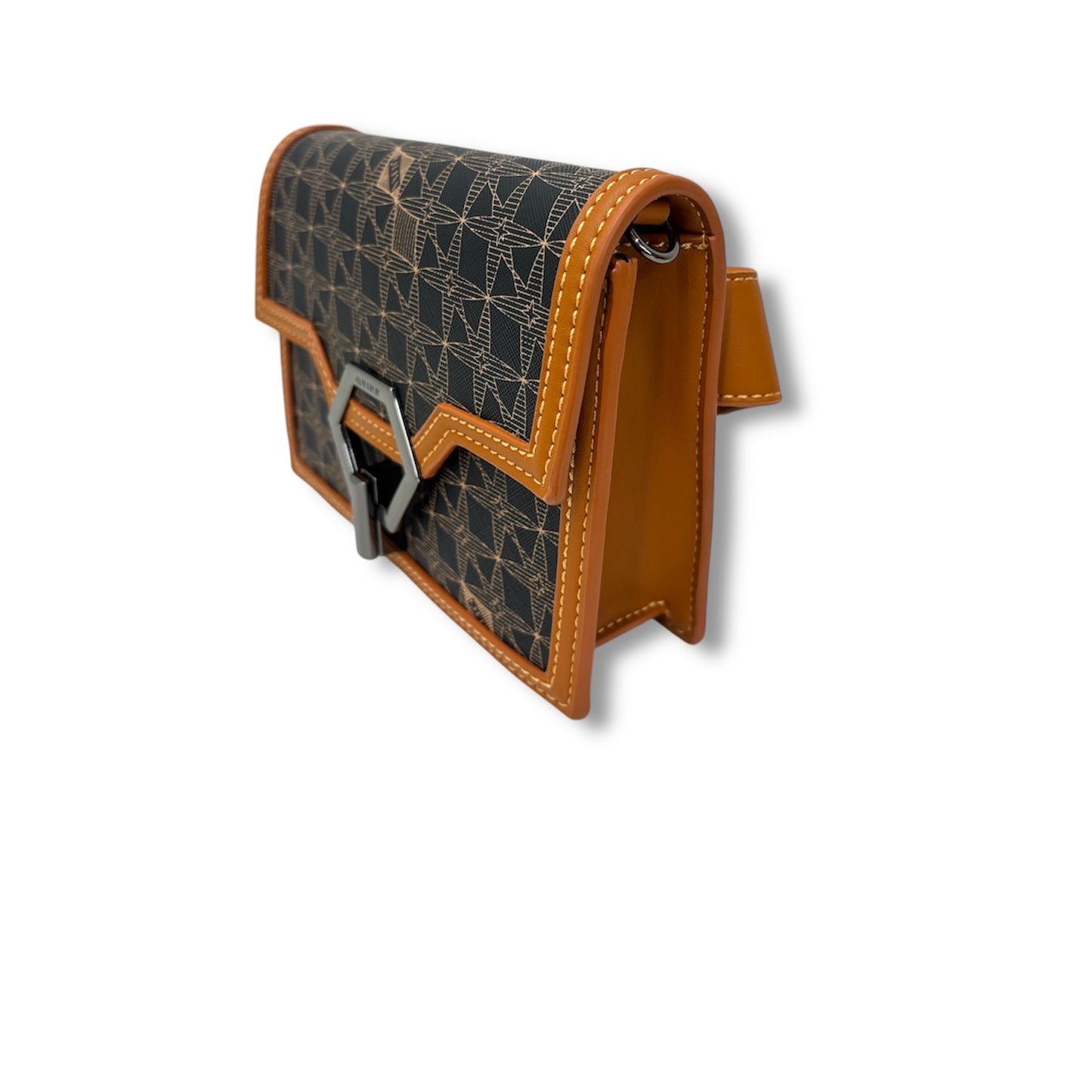 QUINN Shoulder Bag Brown/Navy Rank A