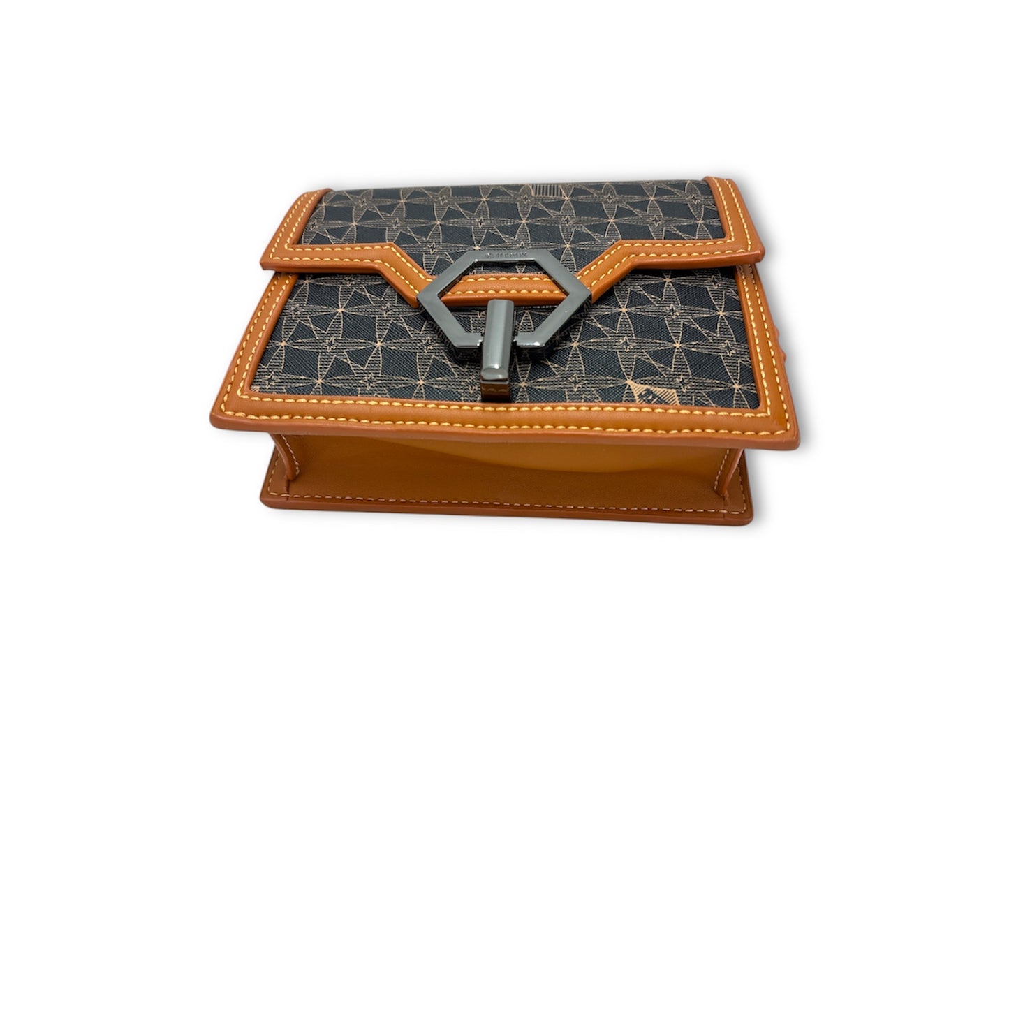 QUINN Shoulder Bag Brown/Navy Rank A