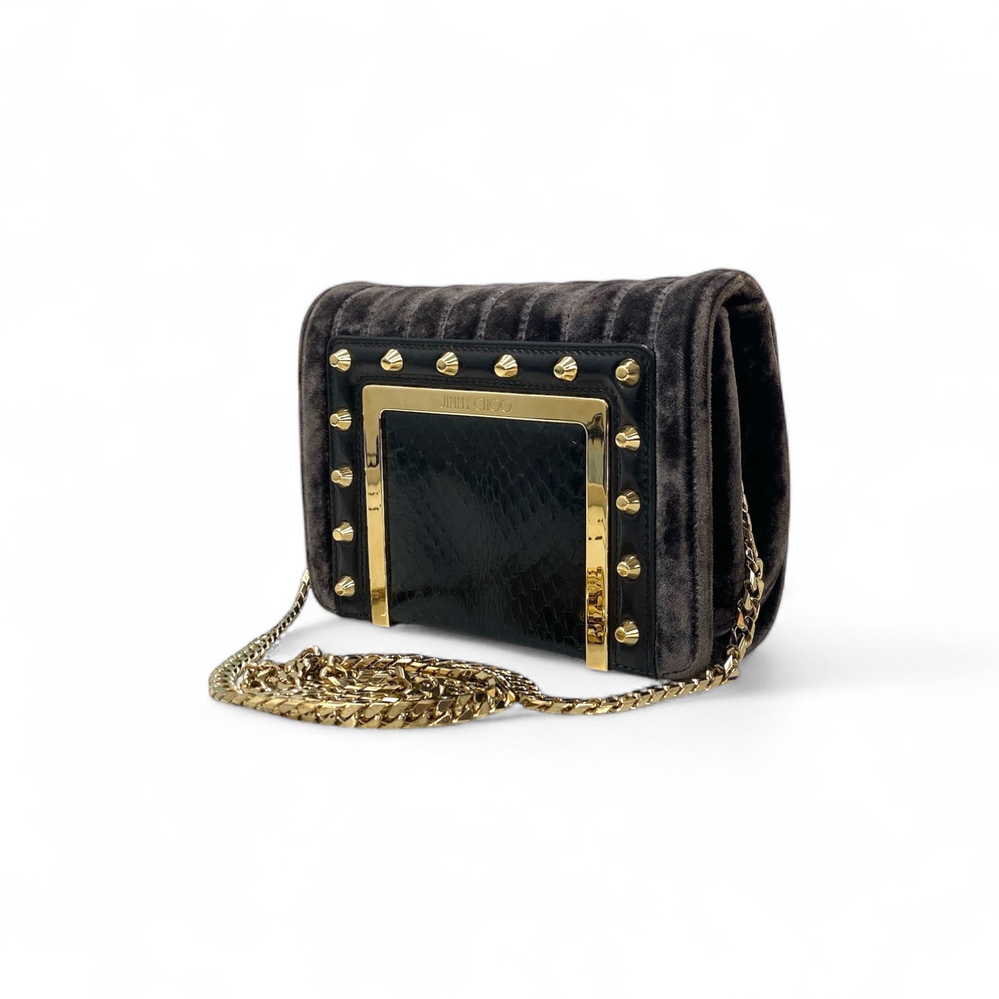 JIMMY CHOO Velor Shoulder Bag 014J4J Black JCH.1.114J4J Rank(B)