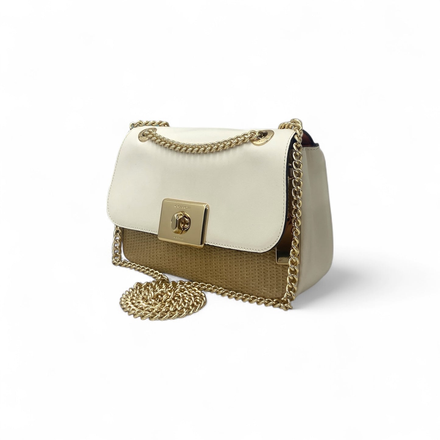 COACH Shoulder Bag F72885 Beige/Brown Stain Rank (B)