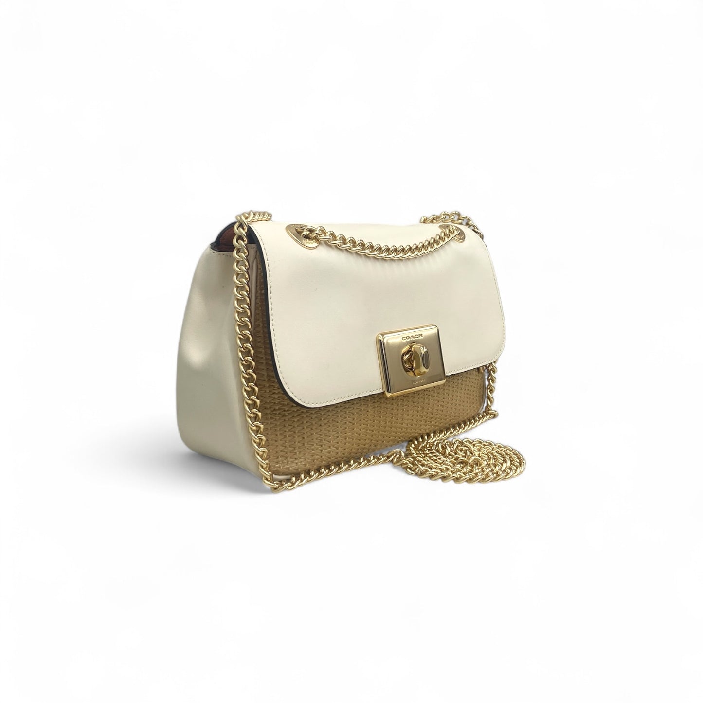 COACH Shoulder Bag F72885 Beige/Brown Stain Rank (B)