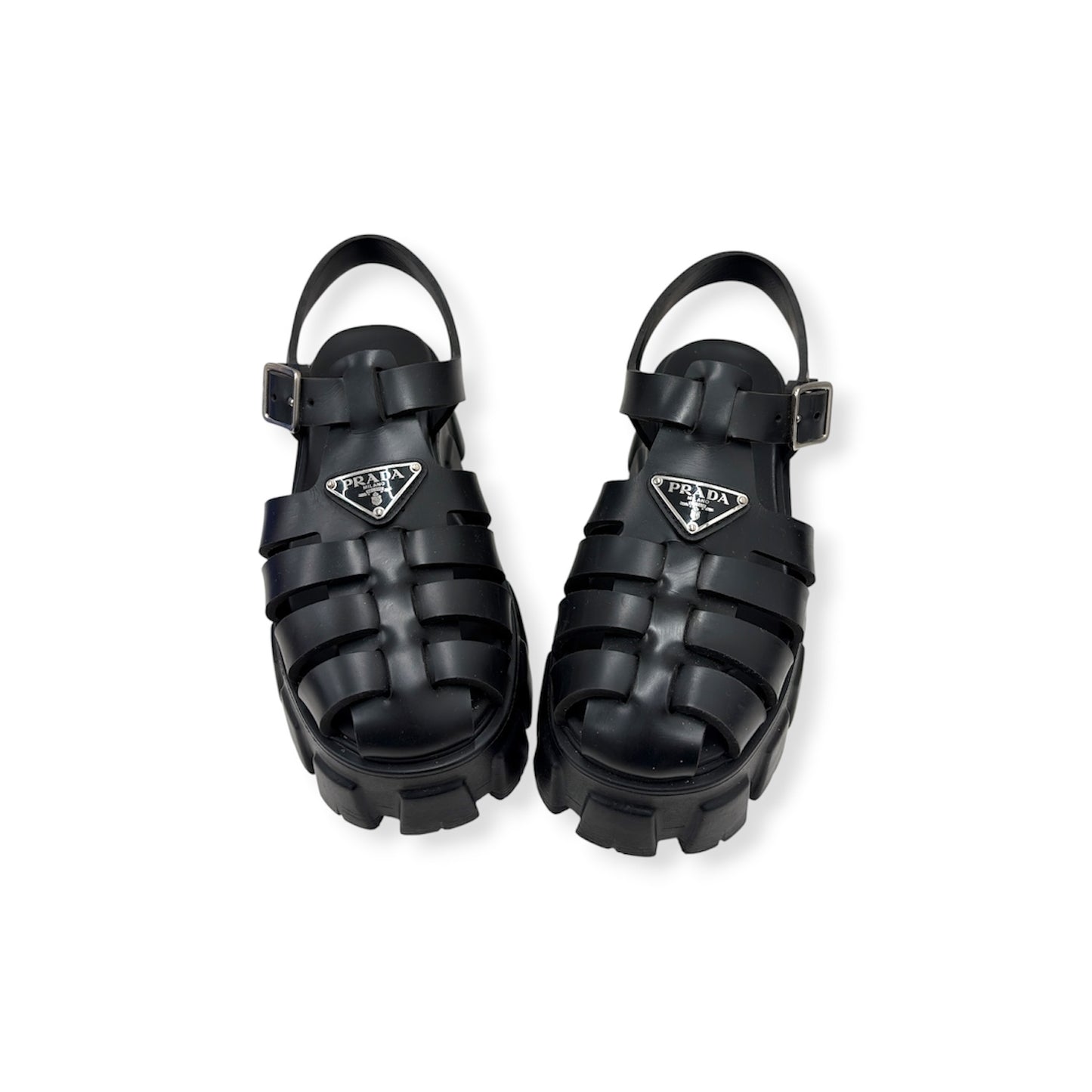 PRADA Sandal 38 Lady's Black Stain 1X853M-3LKK-F0002 Rank (B)