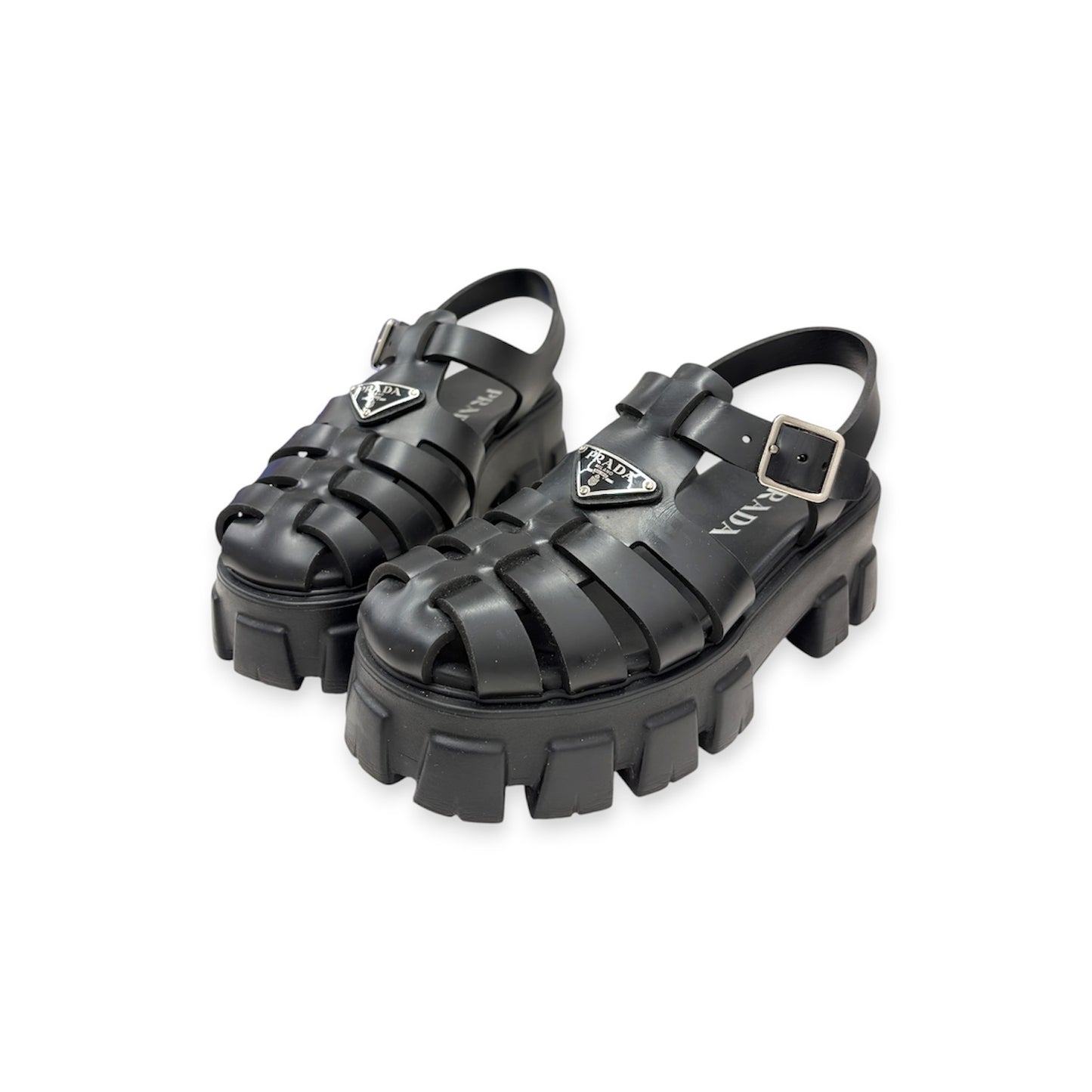 PRADA Sandal 38 Lady's Black Stain 1X853M-3LKK-F0002 Rank (B)