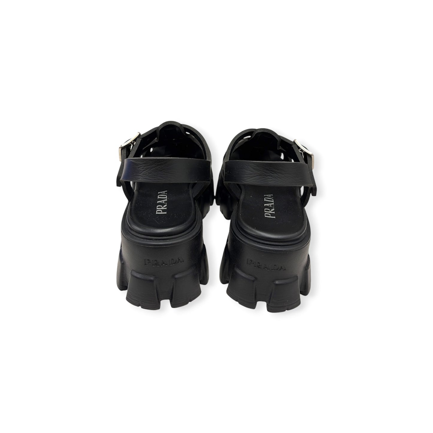 PRADA Sandal 38 Lady's Black Stain 1X853M-3LKK-F0002 Rank (B)