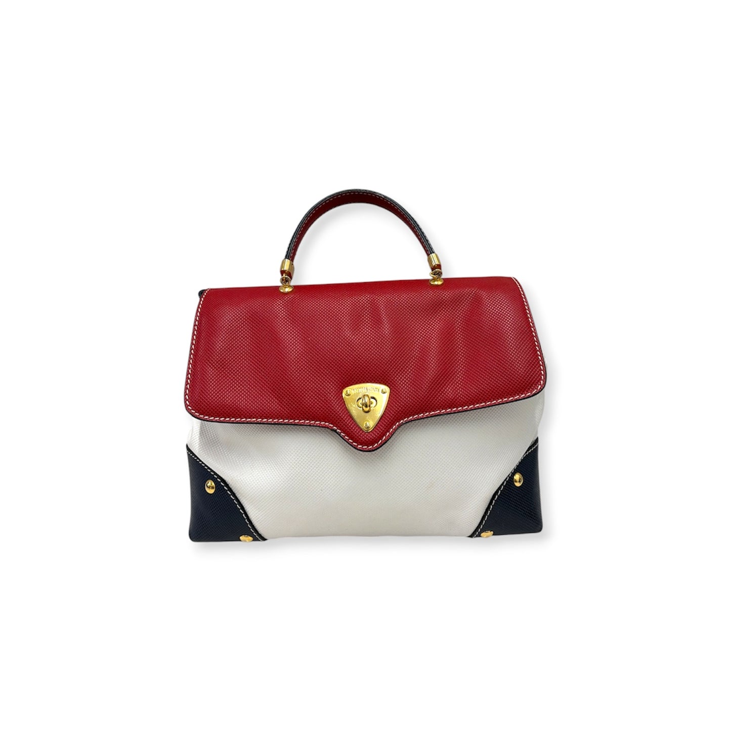 BOTTEGA VENETA 2WAY Bag Red/White/Navy Stain Vintage 10800308003R Rank (B)