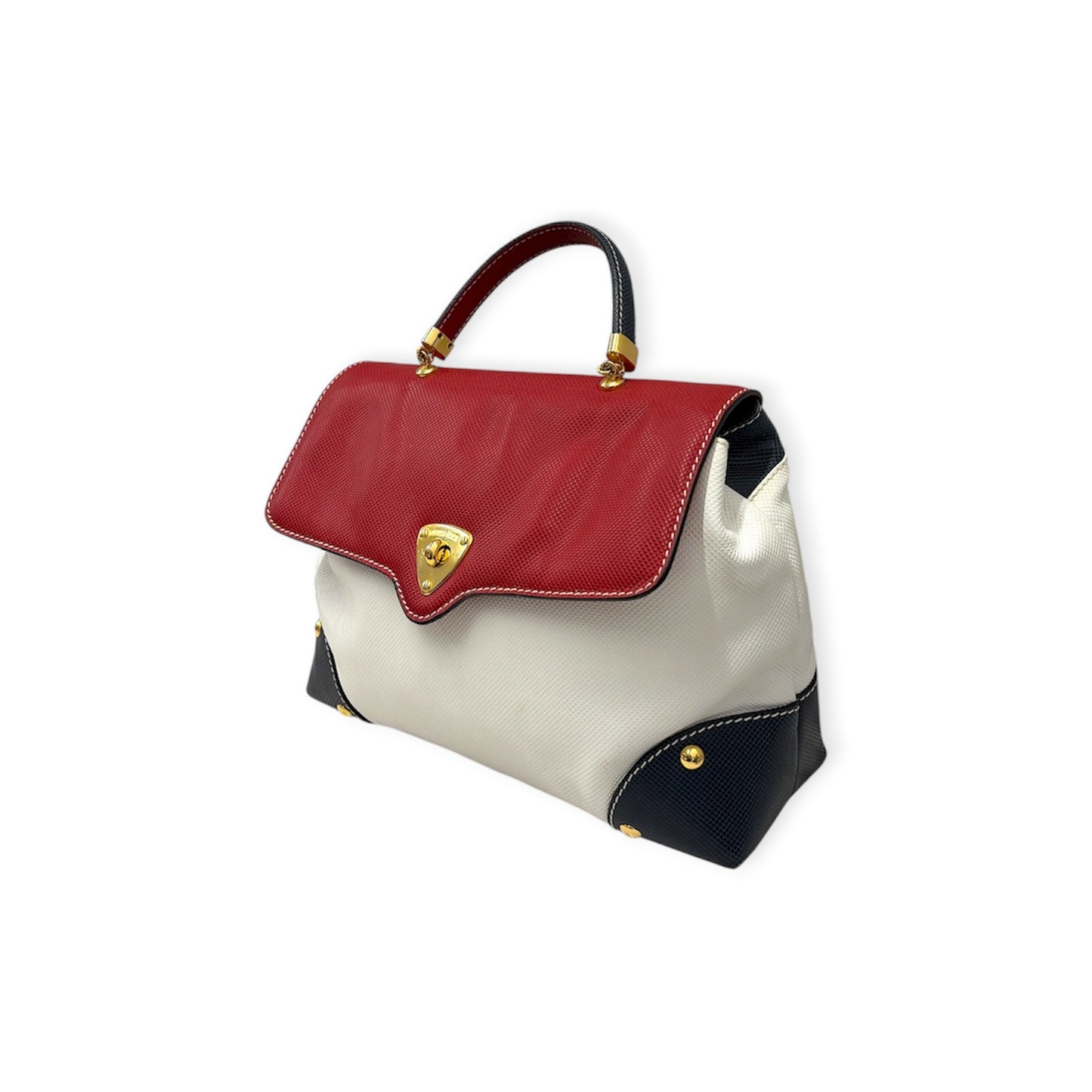 BOTTEGA VENETA 2WAY Bag Red/White/Navy Stain Vintage 10800308003R Rank (B)