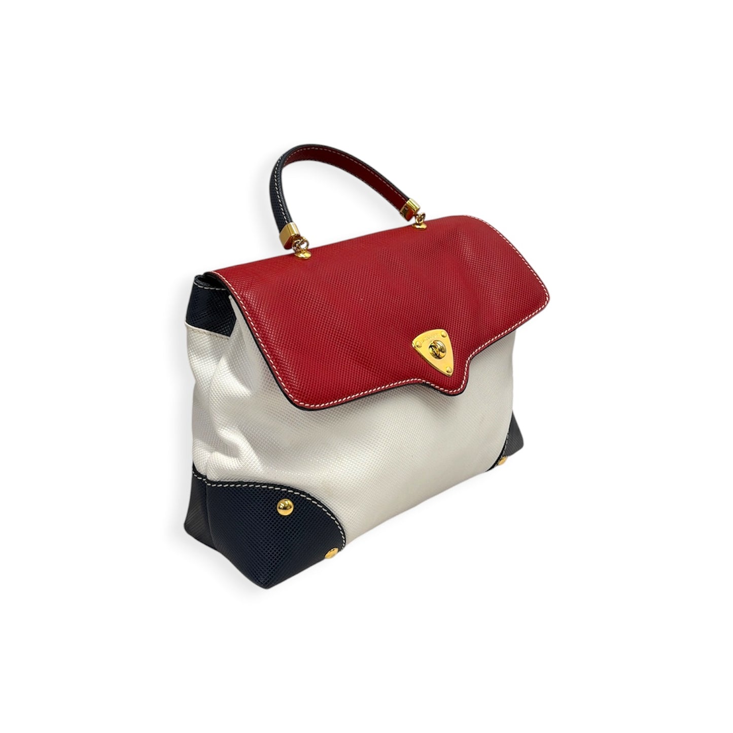 BOTTEGA VENETA 2WAY Bag Red/White/Navy Stain Vintage 10800308003R Rank (B)