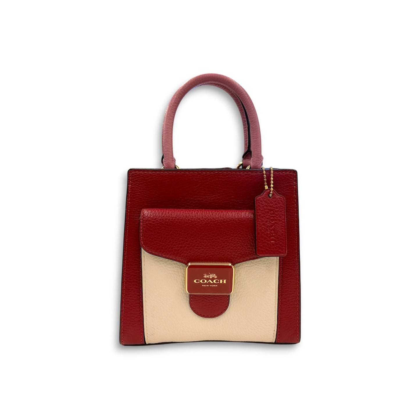 COACH Shoulder Bag C6994 Red And Ivory *Stain* Rank B