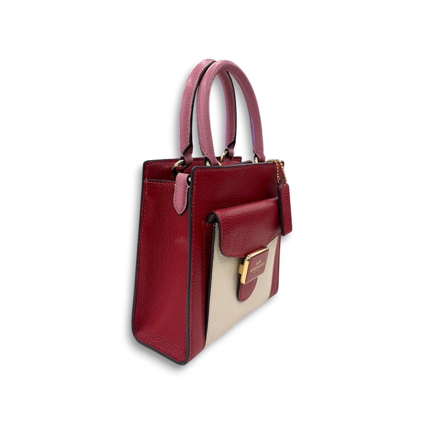 COACH Shoulder Bag C6994 Red And Ivory *Stain* Rank B