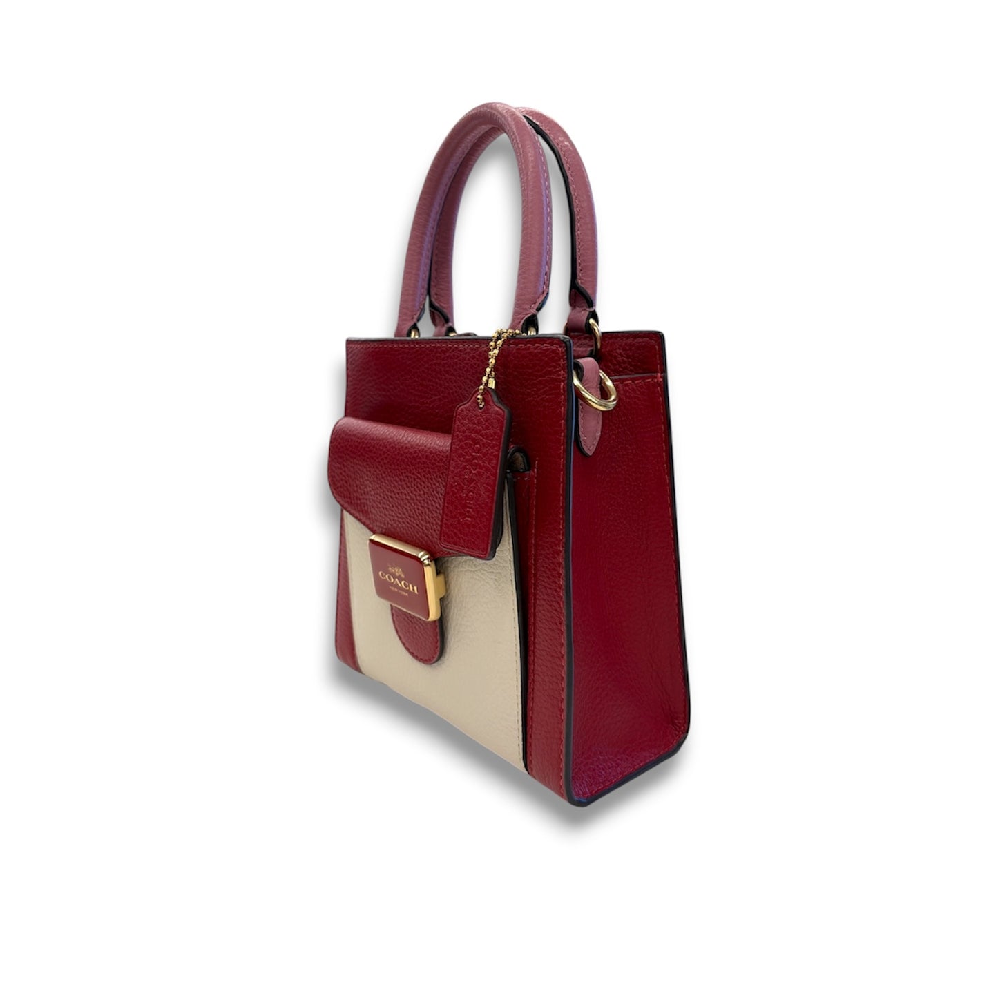 COACH Shoulder Bag C6994 Red And Ivory *Stain* Rank B
