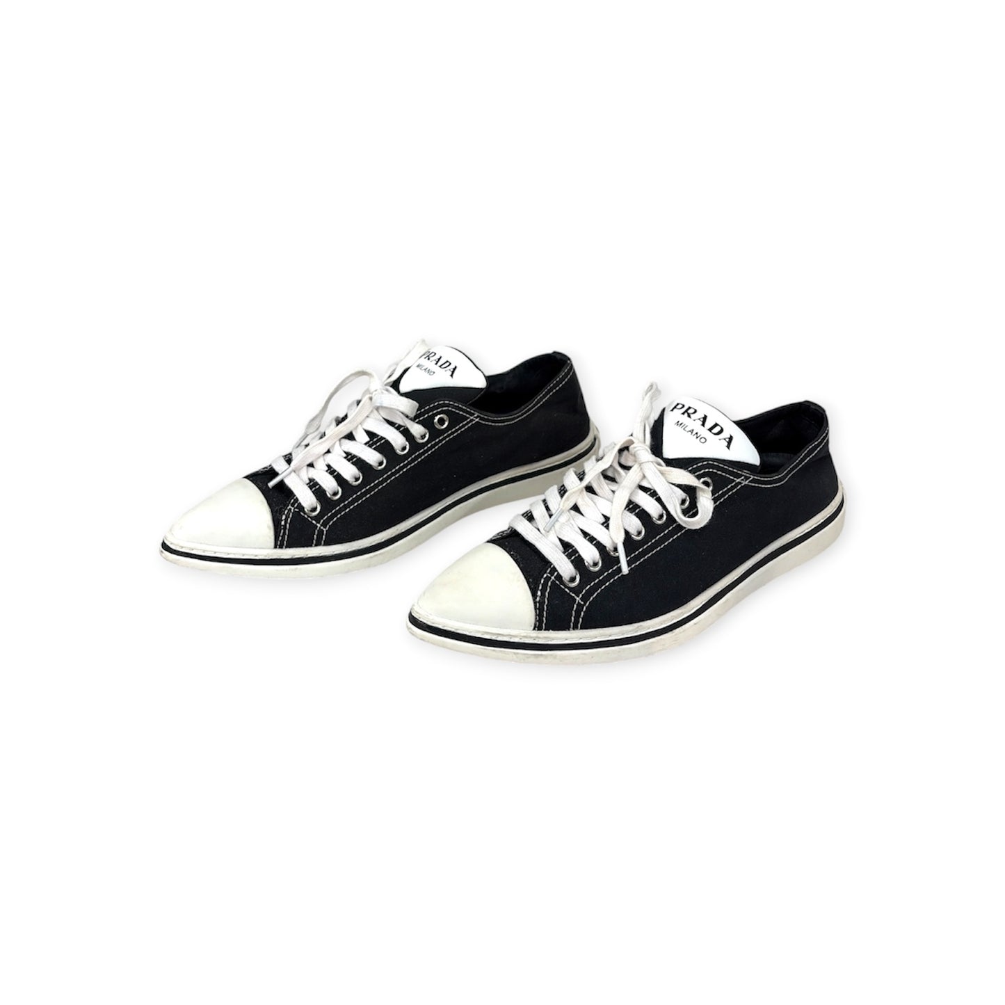 PRADA Sneaker 38 1E613M Lady's Black/White Rank(B)