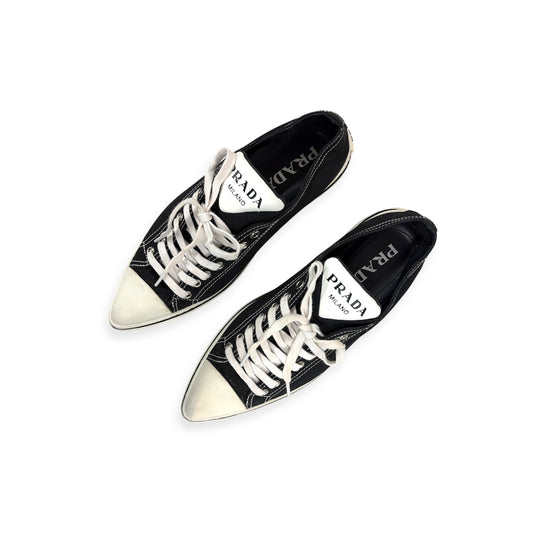 PRADA Sneaker 38 1E613M Lady's Black/White Rank(B)