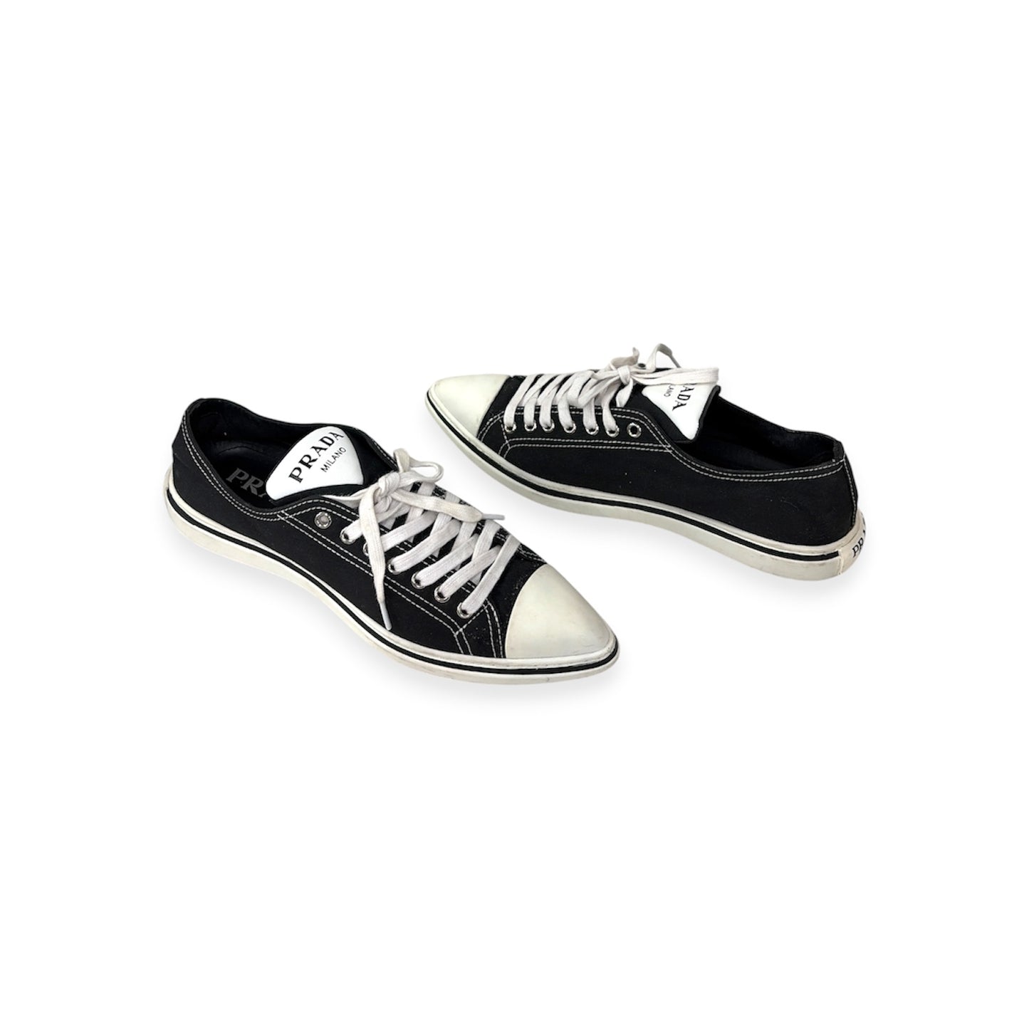 PRADA Sneaker 38 1E613M Lady's Black/White Rank(B)