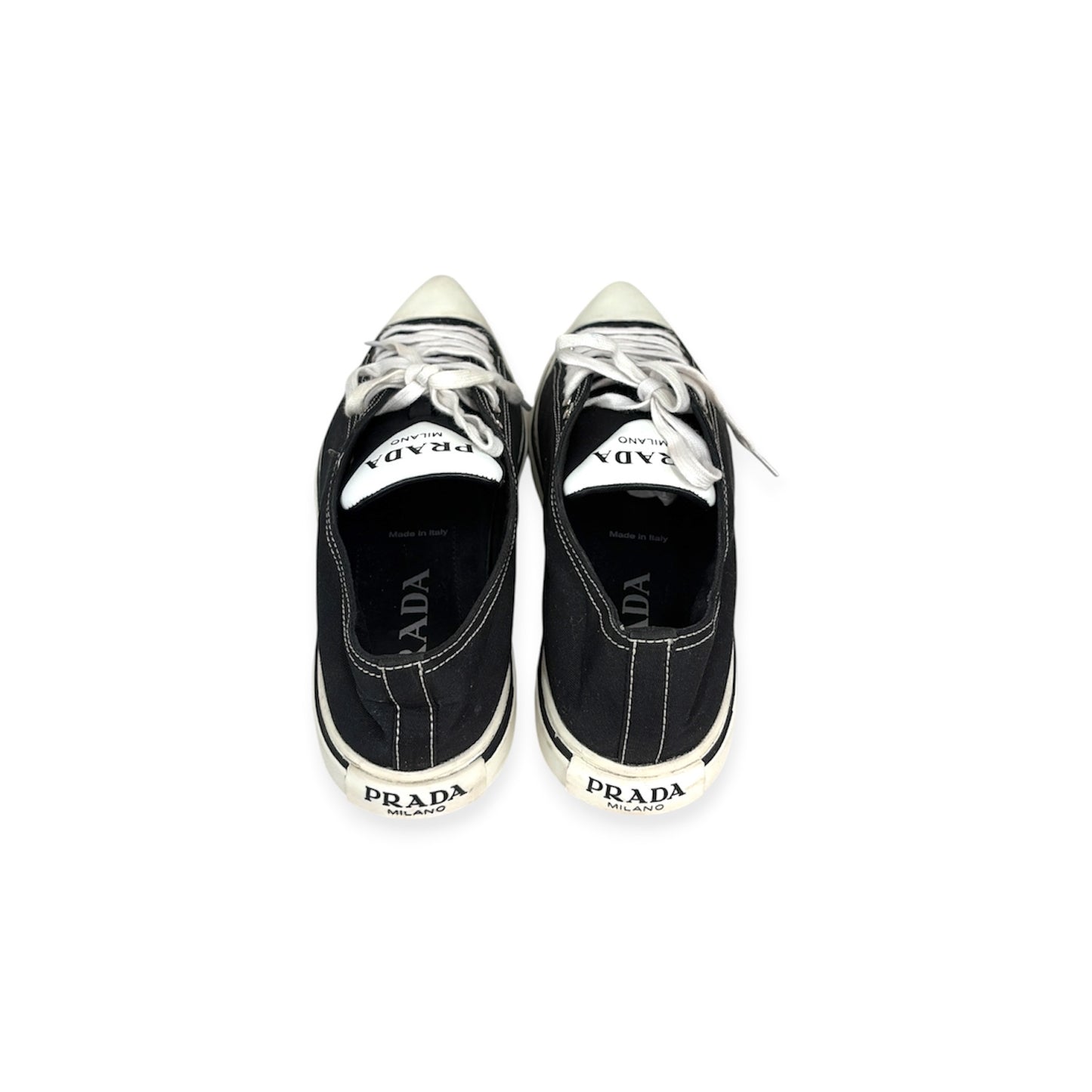 PRADA Sneaker 38 1E613M Lady's Black/White Rank(B)