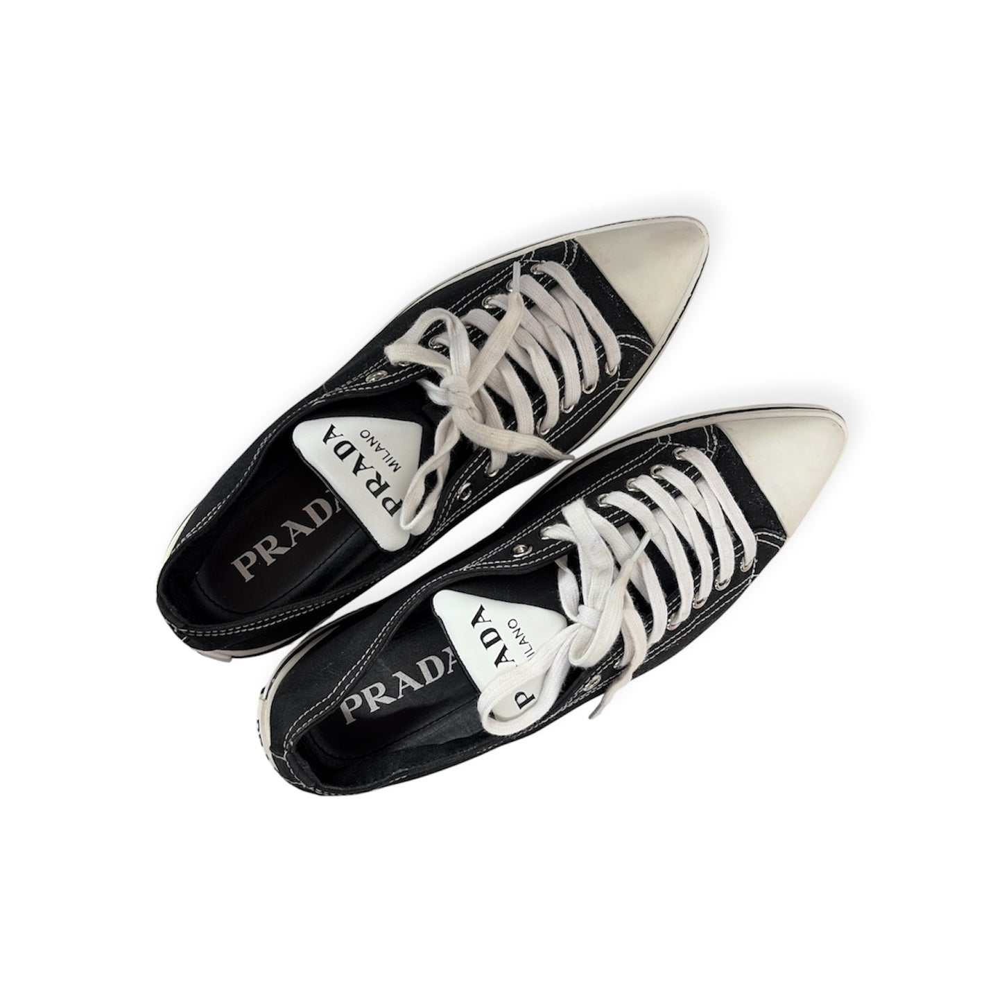 PRADA Sneaker 38 1E613M Lady's Black/White Rank(B)
