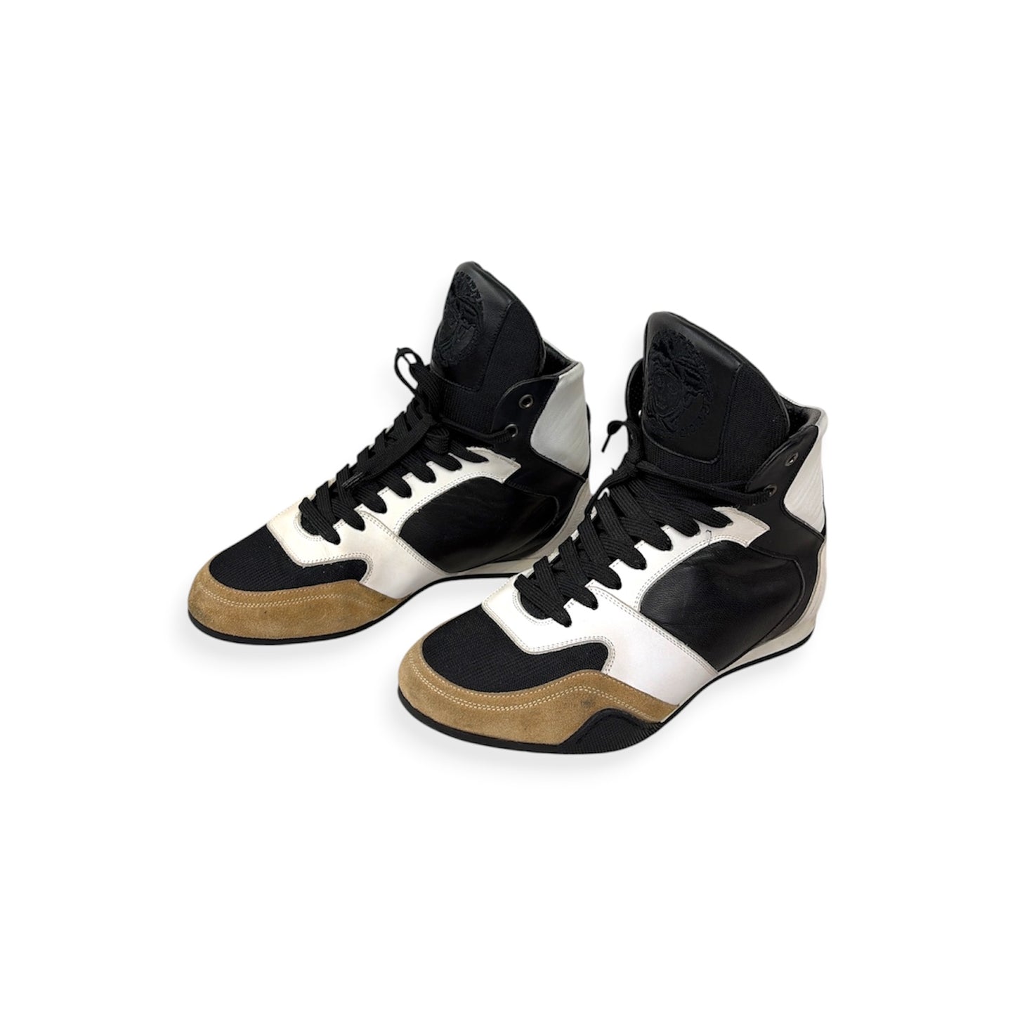 VERSACE High Cut Sneakers 40 Men Black/White Medusa Modesens Rank (BC)