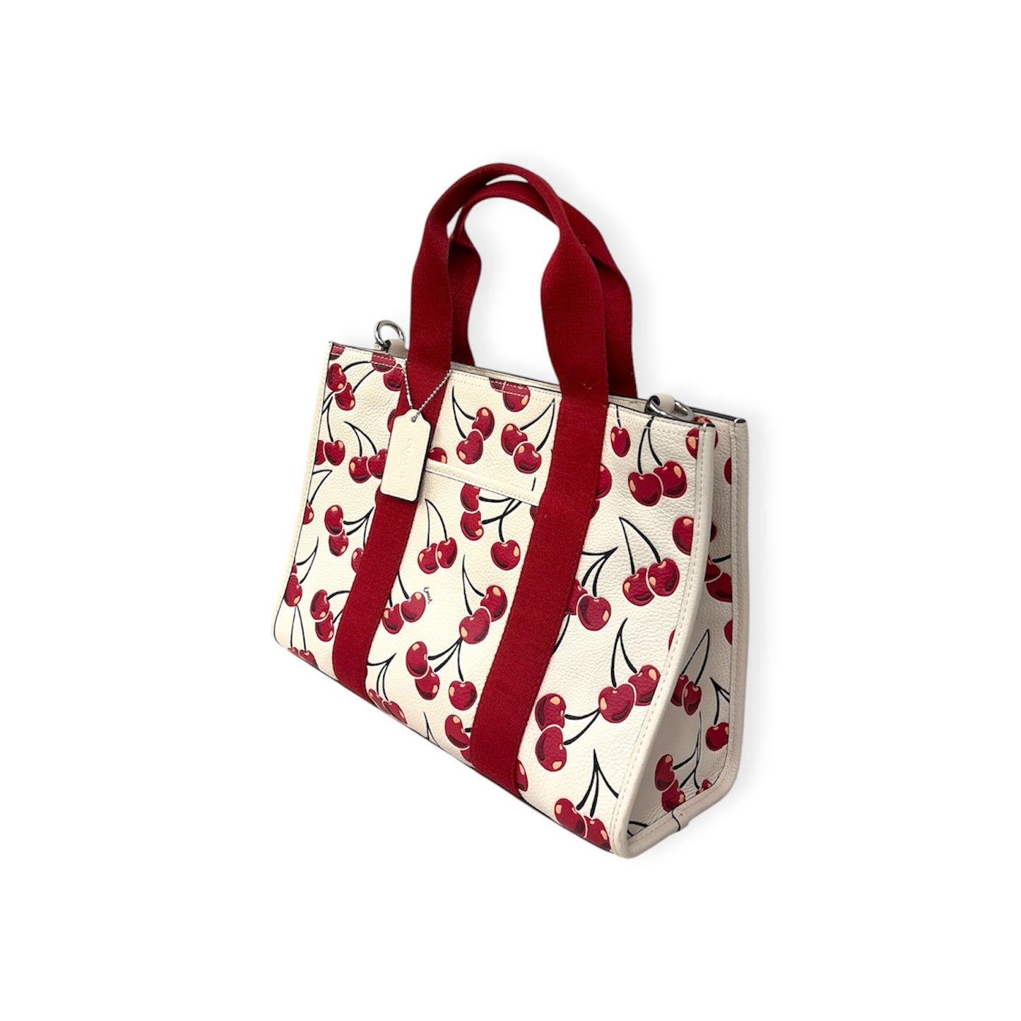 COACH 2WAY Bag cz776 White And Red Stain Smith Tote Bag Whit Cherry Print Rank (B)