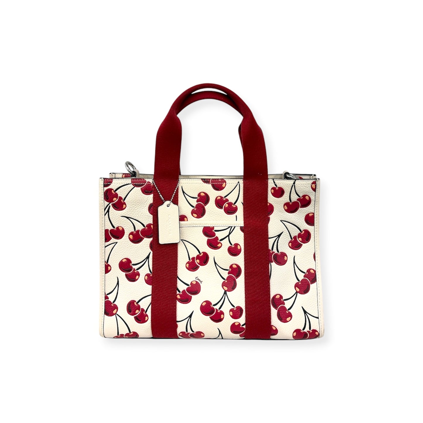 COACH 2WAY Bag cz776 White And Red Stain Smith Tote Bag Whit Cherry Print Rank (B)